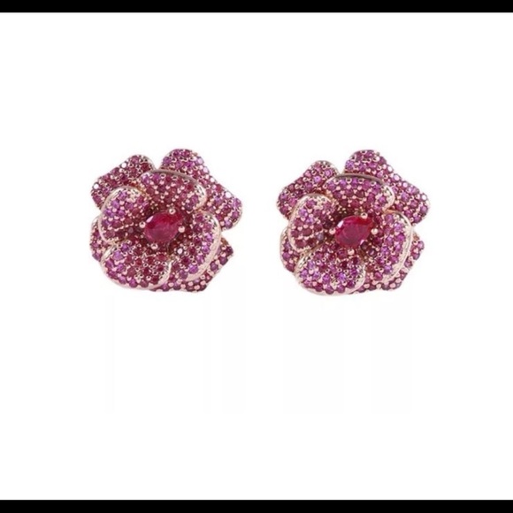- NEW Kate Spade 3D Rose Flower Pave Earrings - Picture 3 of 13